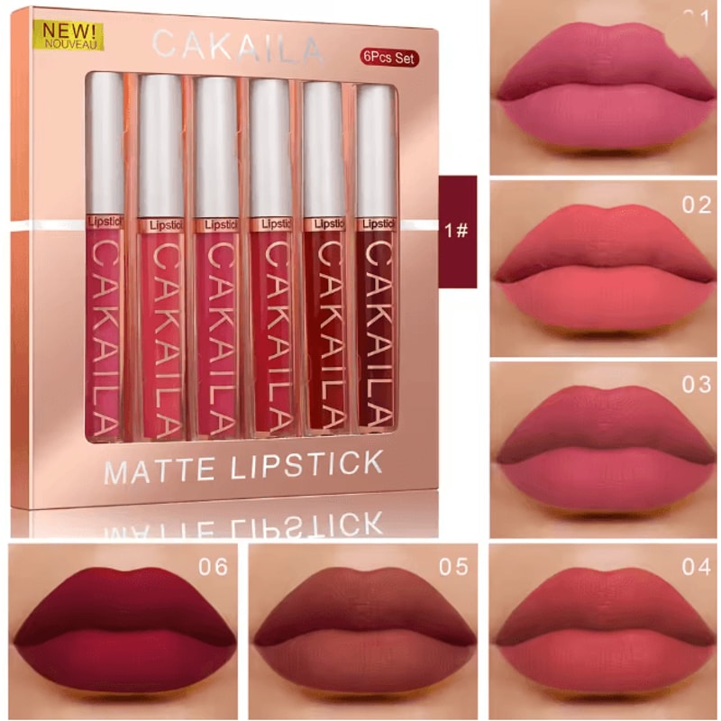CAKAILA Six Color Liquid Matte Lipstick Set Long Lasting Velvet Finish 4