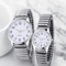 Couple Quartz Watch Set Black Arabic Dial Elastic Band 5