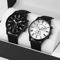 Couple Leather Quartz Watch Set Simple Casual Dial 0