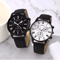 Couple Leather Quartz Watch Set Simple Casual Dial 2