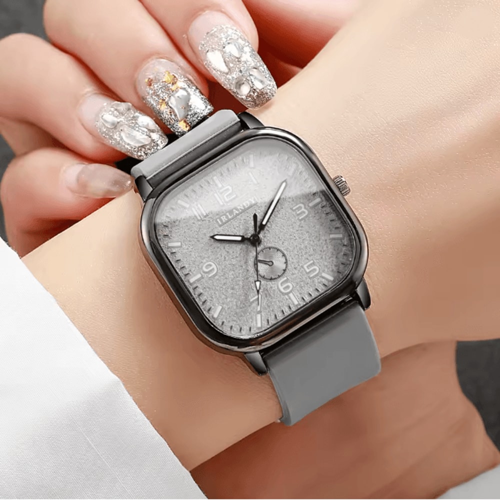 Square Silicone Quartz Watch Casual Sport Style 1