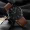 Mens Military Style Quartz Watch Genuine Leather Strap 0