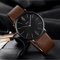 Mens Military Style Quartz Watch Genuine Leather Strap 0