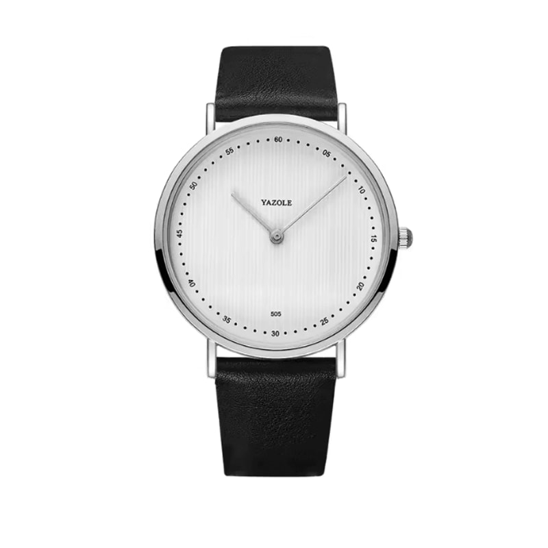 Mens Military Style Quartz Watch Genuine Leather Strap 9