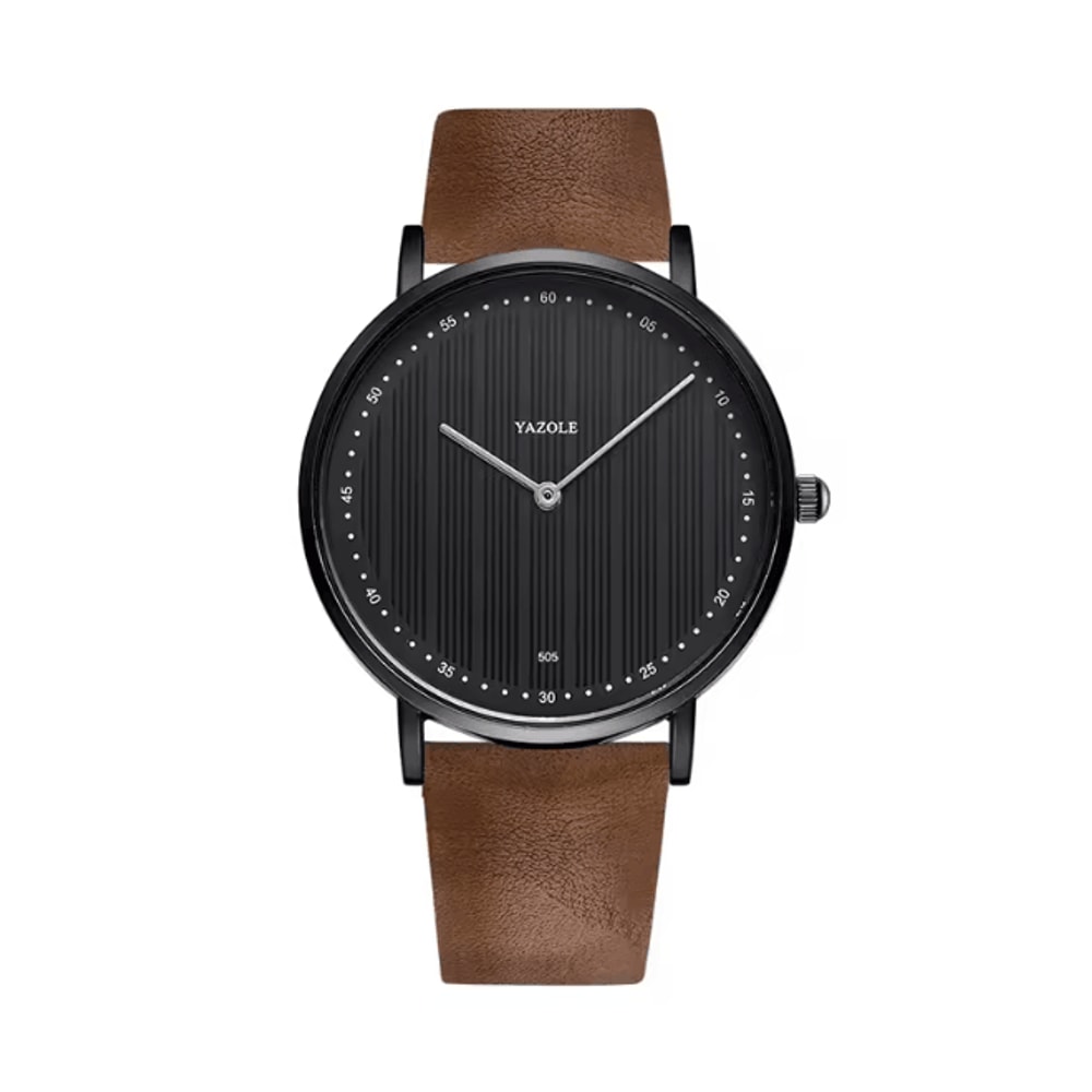 Mens Military Style Quartz Watch Genuine Leather Strap 10