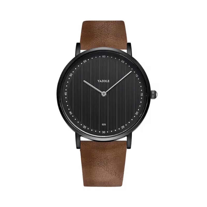 Mens Military Style Quartz Watch Genuine Leather Strap 10