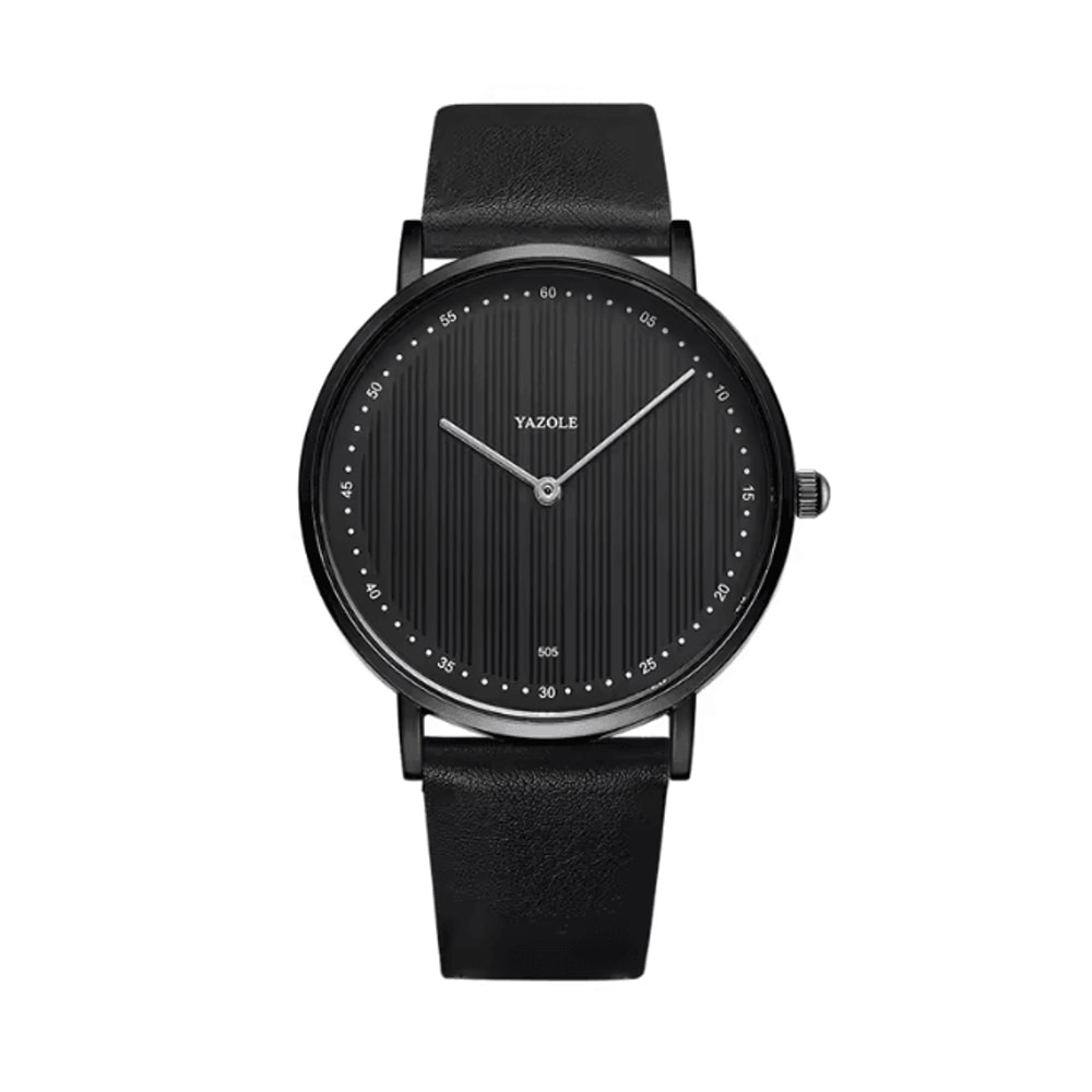 Mens Military Style Quartz Watch Genuine Leather Strap 4