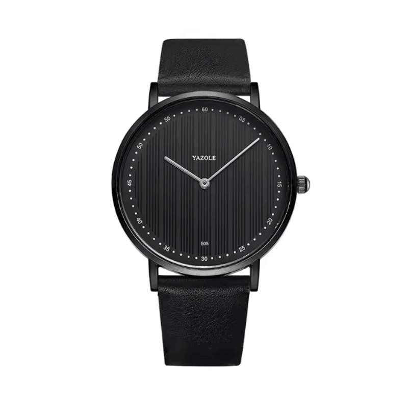 Mens Military Style Quartz Watch Genuine Leather Strap 4