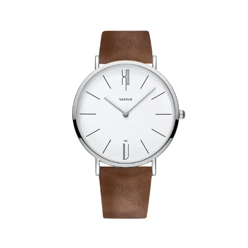 Mens Military Style Quartz Watch Genuine Leather Strap 8