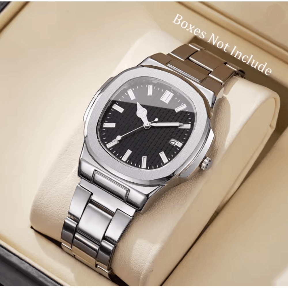 Luxury Square Dial Mens Quartz Watch Stainless Steel Business Style 11