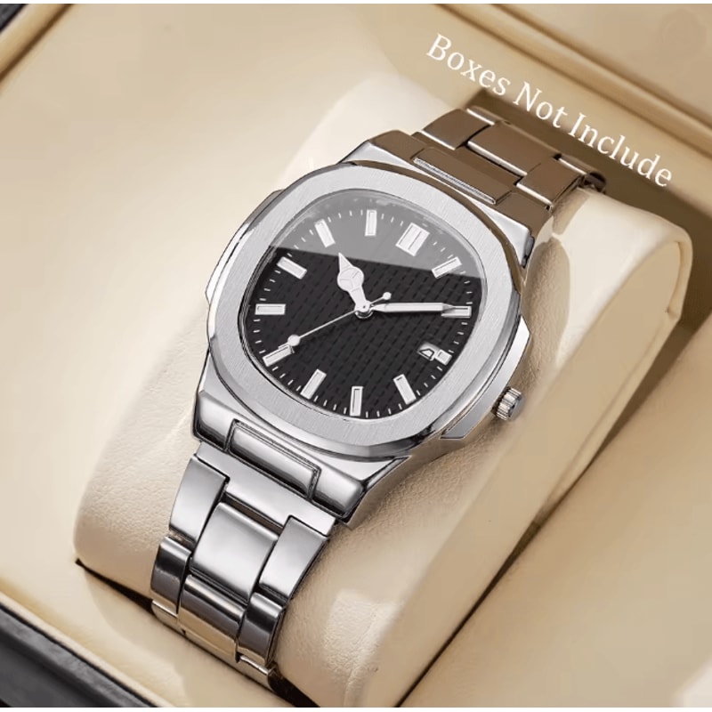 Luxury Square Dial Mens Quartz Watch Stainless Steel Business Style 11