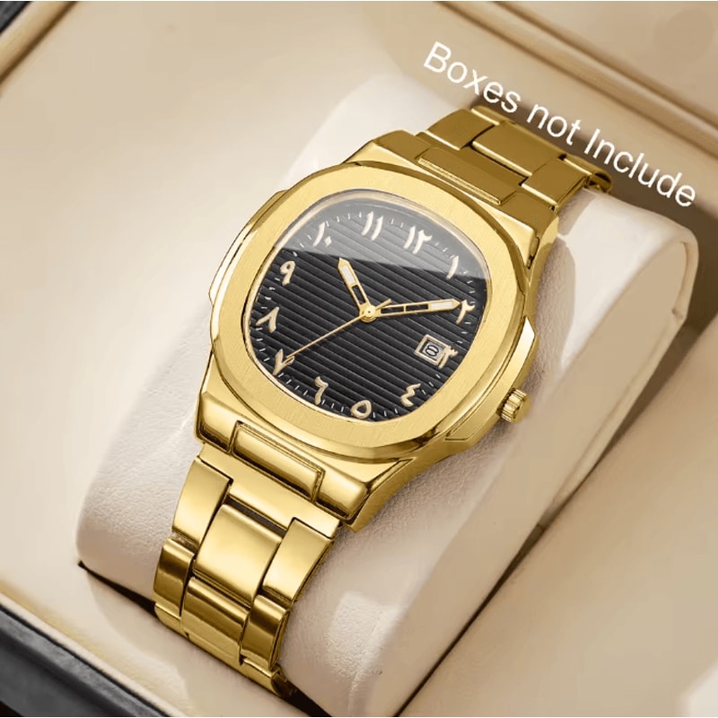 Luxury Square Dial Mens Quartz Watch Stainless Steel Business Style 4