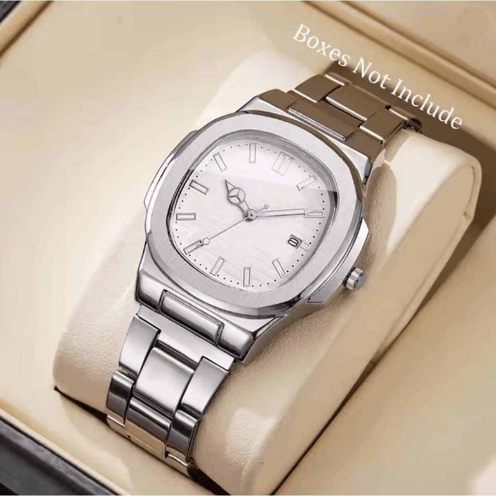 Luxury Square Dial Mens Quartz Watch Stainless Steel Business Style 6