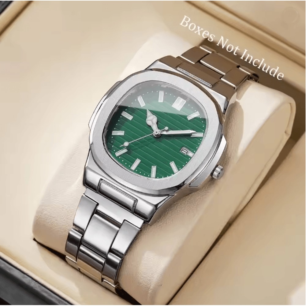 Luxury Square Dial Mens Quartz Watch Stainless Steel Business Style 7