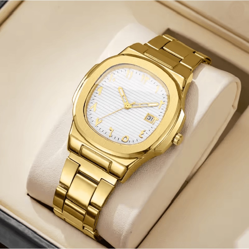 Luxury Square Dial Mens Quartz Watch Stainless Steel Business Style 17