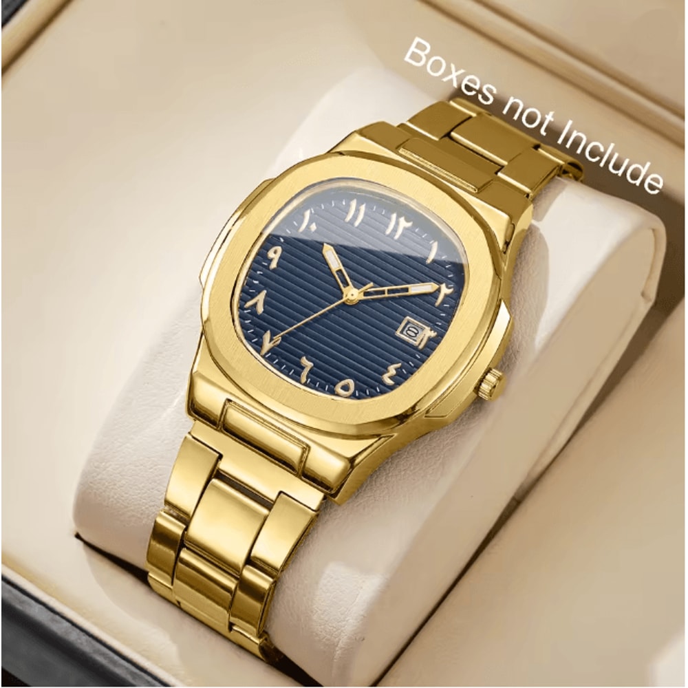 Luxury Square Dial Mens Quartz Watch Stainless Steel Business Style 19