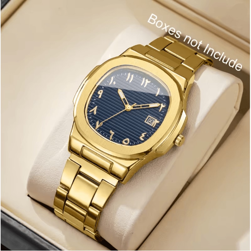 Luxury Square Dial Mens Quartz Watch Stainless Steel Business Style 19
