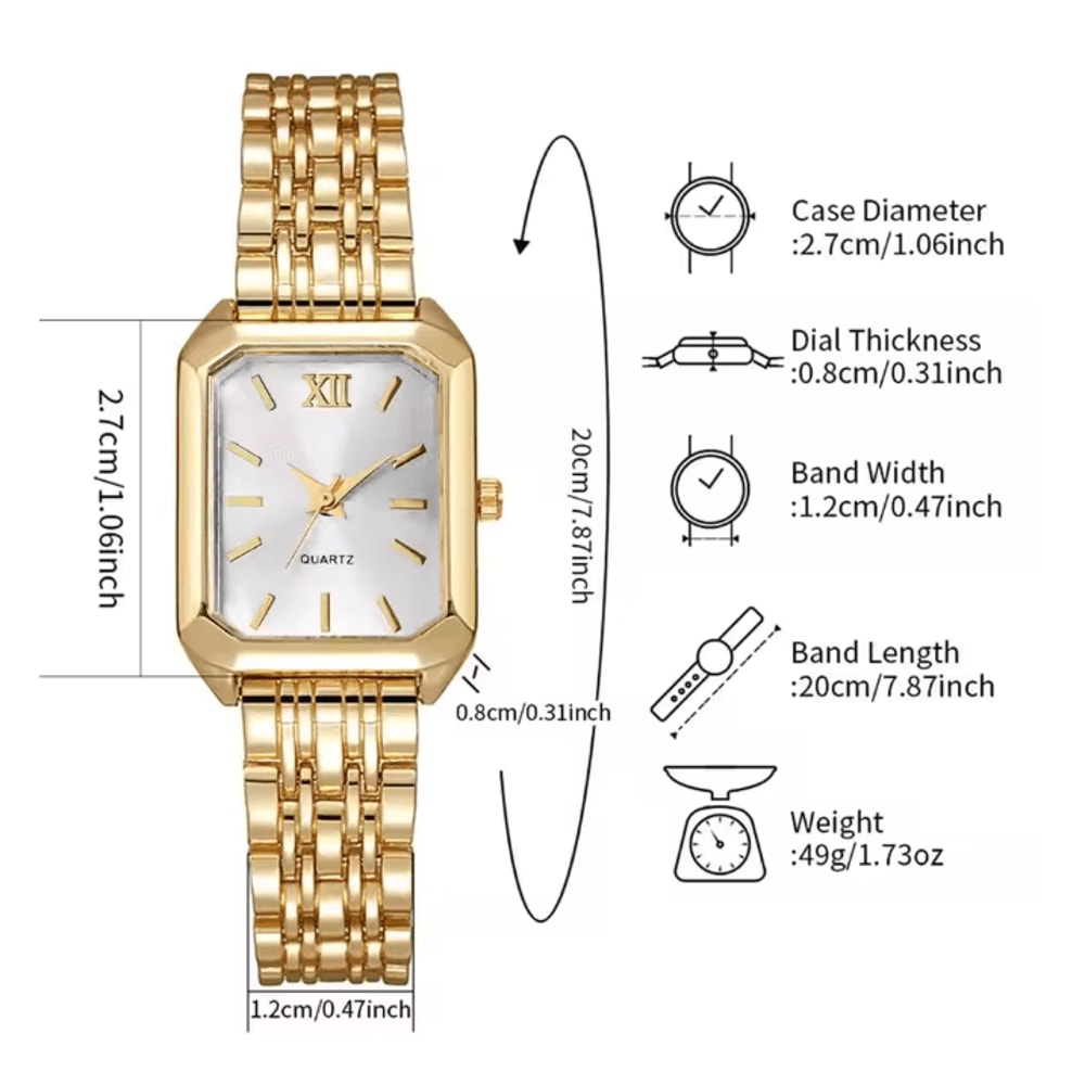 Rectangle Womens Quartz Watch Elegant Luxury Analog Style 3