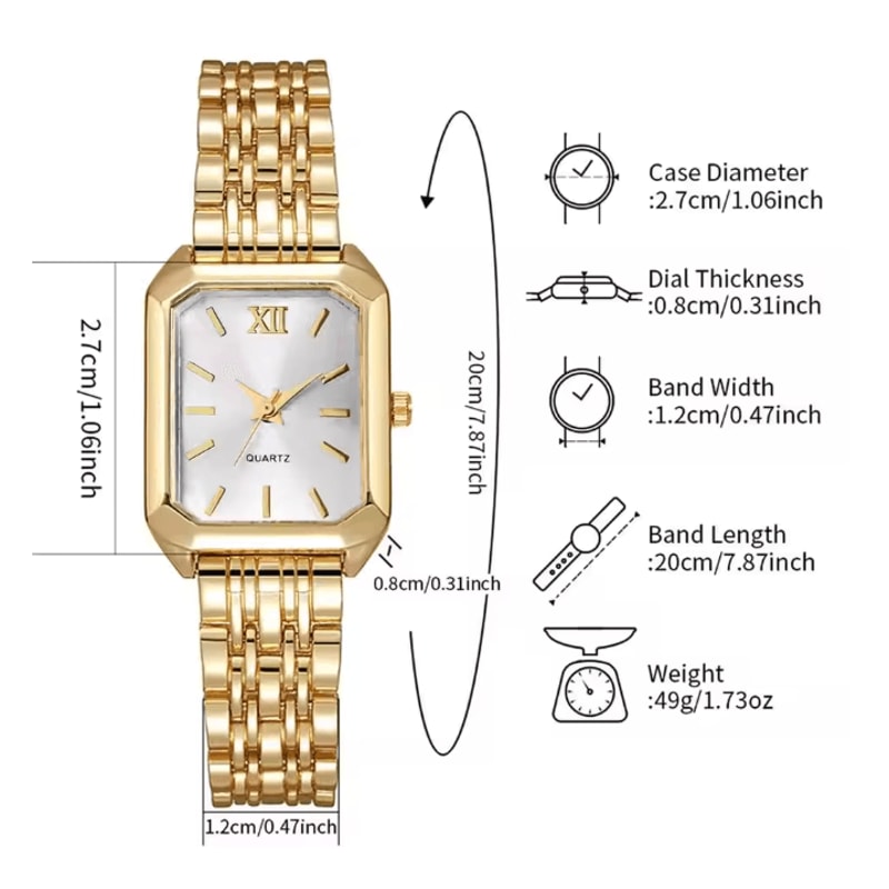 Rectangle Womens Quartz Watch Elegant Luxury Analog Style 3