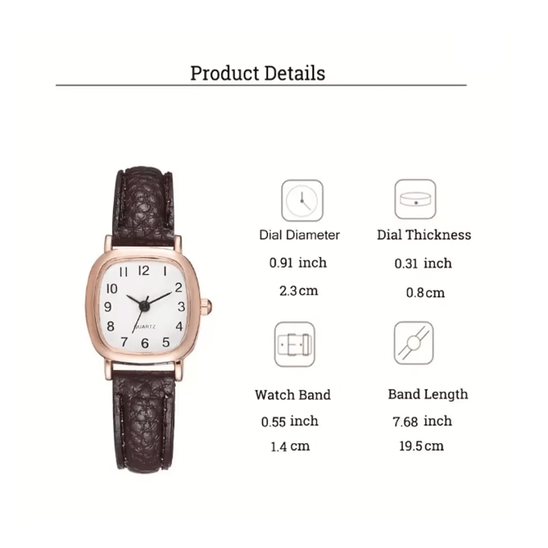 Square Womens Quartz Watch Simple Vintage Small Dial 3