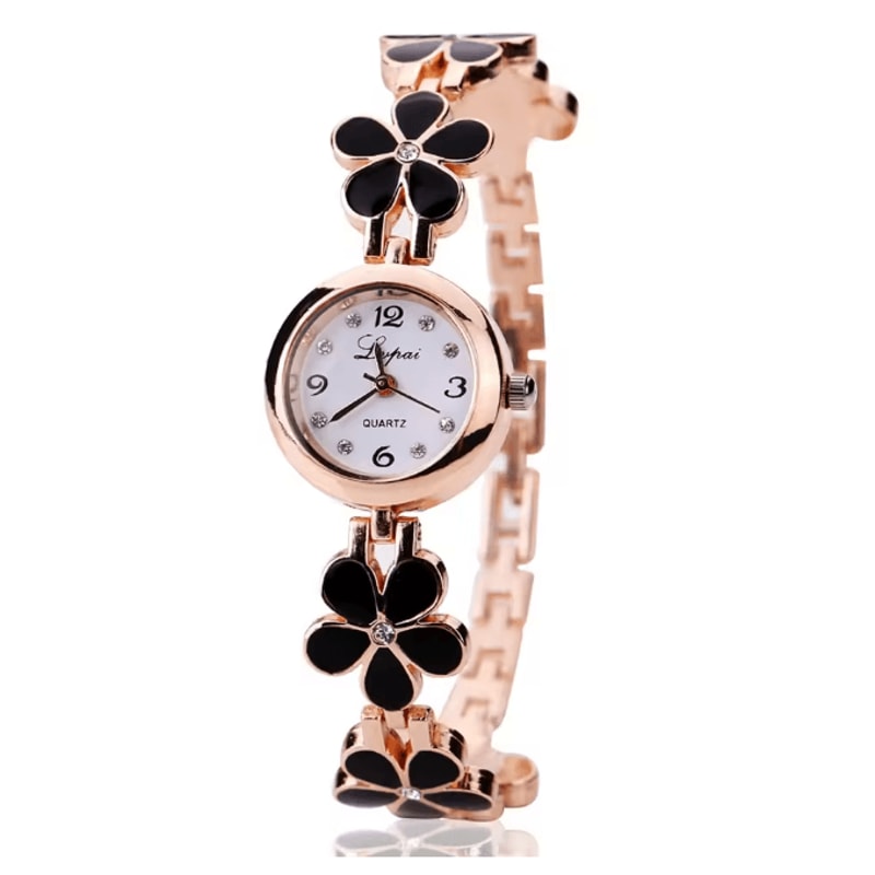 Luxury Flower Bracelet Womens Quartz Watch Rhinestone Small Dial 3