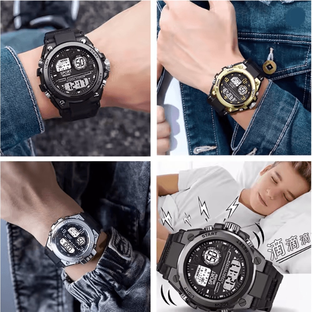Mens Multifunction LED Sports Watch Waterproof Luminous 3