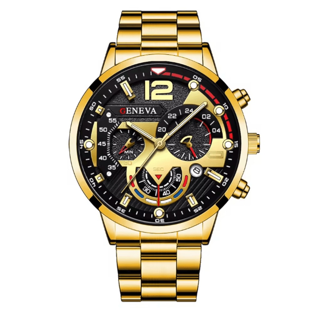 Mens Stainless Steel Quartz Watch Classic Analog Calendar 5