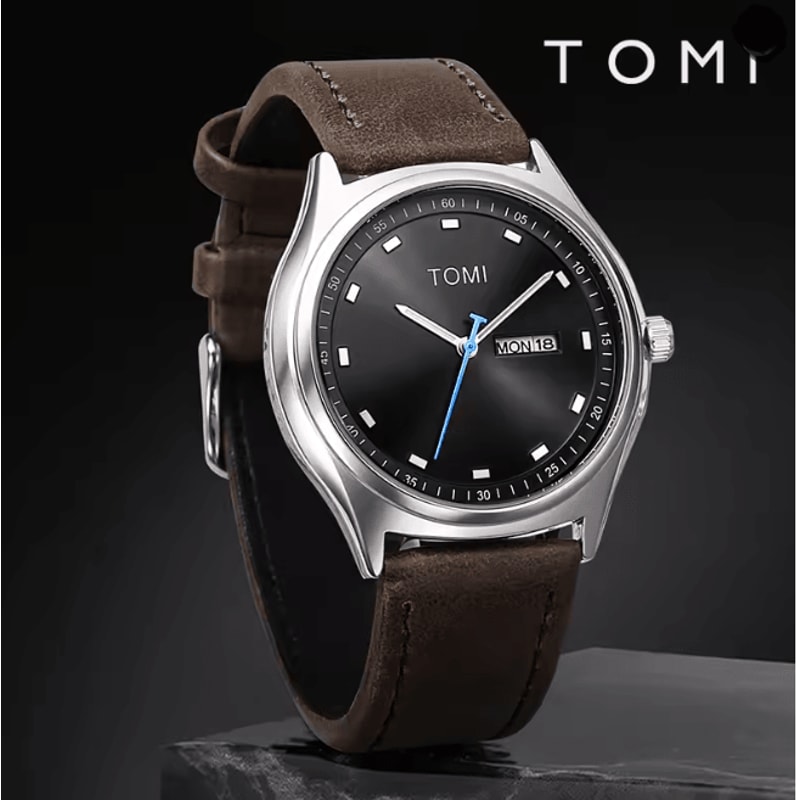 TOMI Minimalist Quartz Watch Business Casual Calendar Style 0