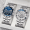 Mens Business Quartz Watch Set Arabic Dial Steel Band 6