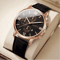 Mens Roman Dial Quartz Watch Leather Band Business Style 9