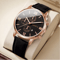 Mens Roman Dial Quartz Watch Leather Band Business Style 9