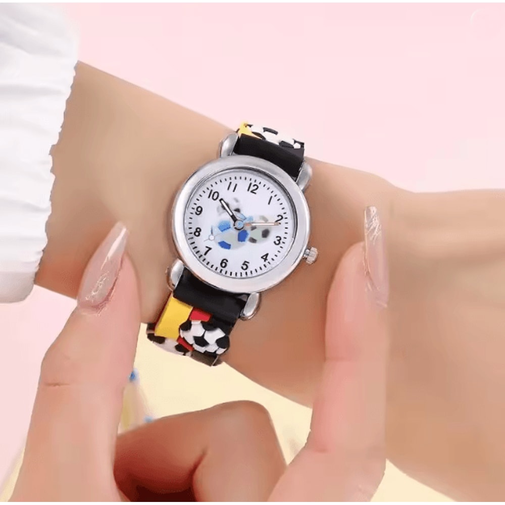 Kids Football Cartoon Quartz Watch Fun Learning Style 3