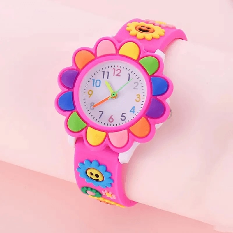 Kids Cartoon Silicone Quartz Watch 3D Strap Learning Style 0