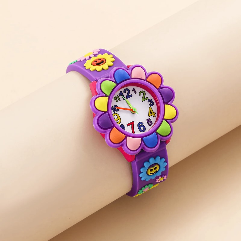 Kids Cartoon Silicone Quartz Watch 3D Strap Learning Style 1