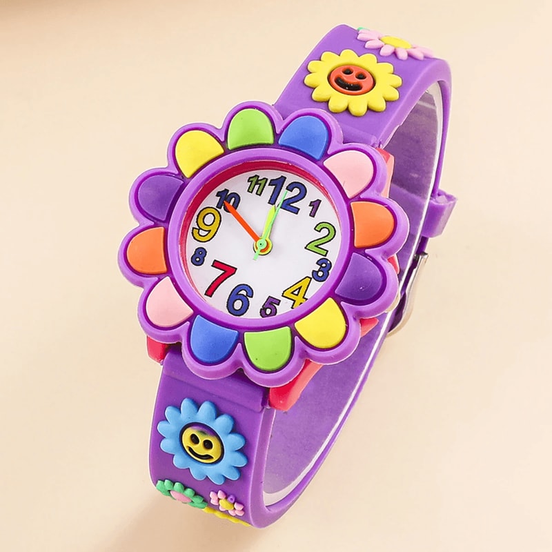 Kids Cartoon Silicone Quartz Watch 3D Strap Learning Style 4