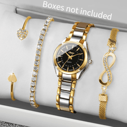 luxury small dial womens quartz watch and bracelet set