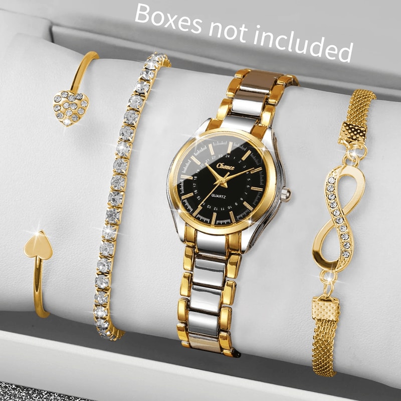 Luxury Small Dial Womens Quartz Watch And Bracelet Set 0