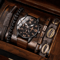Mens Retro Quartz Watch And Bracelet Set Big Dial Leather Style 4
