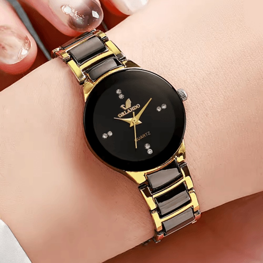 Couple Stainless Steel Quartz Watch Set Classic Analog Style 3