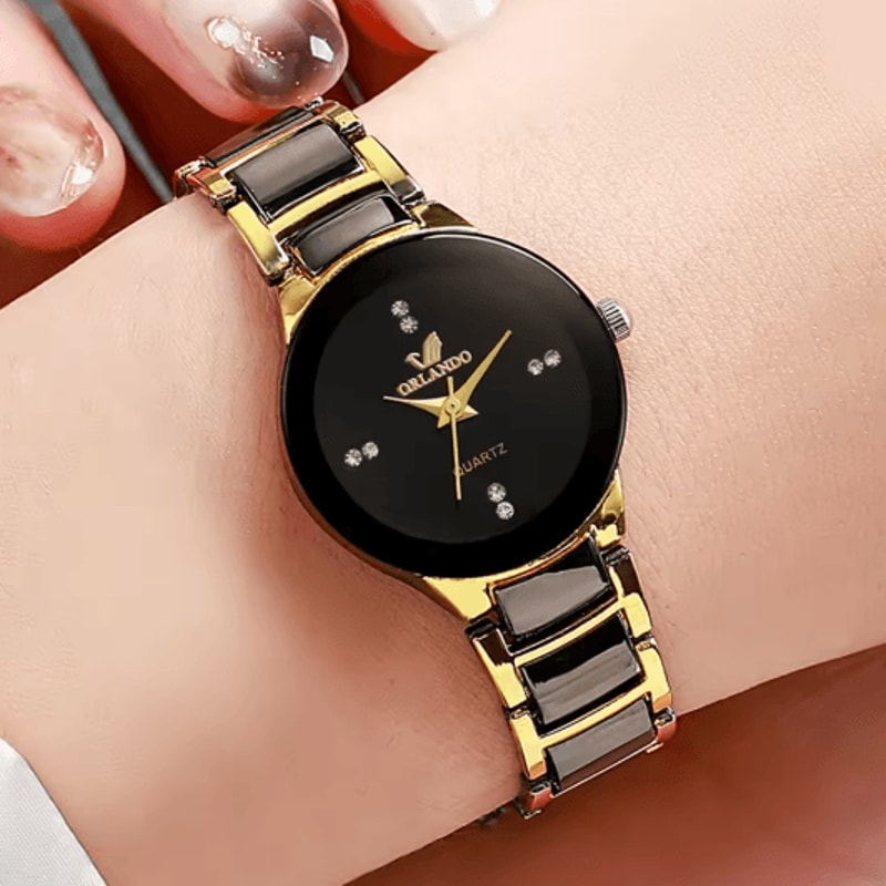 Couple Stainless Steel Quartz Watch Set Classic Analog Style 3