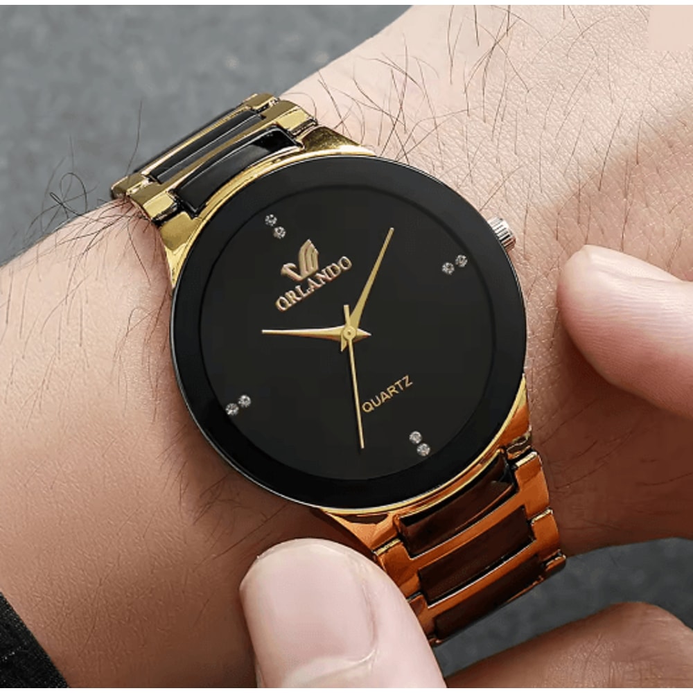 Couple Stainless Steel Quartz Watch Set Classic Analog Style 5