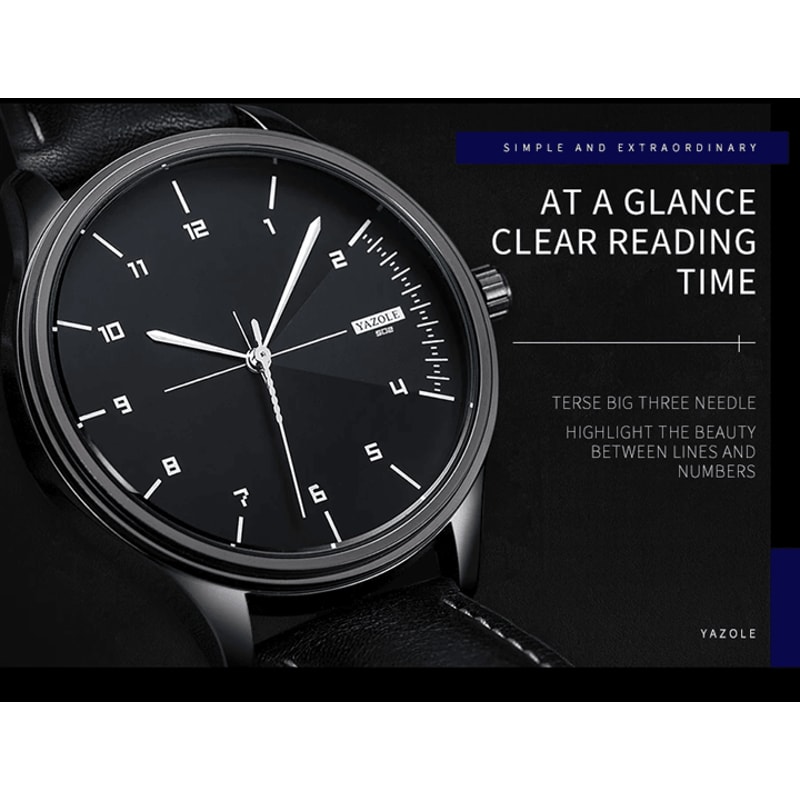 YAZOLE Mens Leather Quartz Watch Casual Sport Style 1
