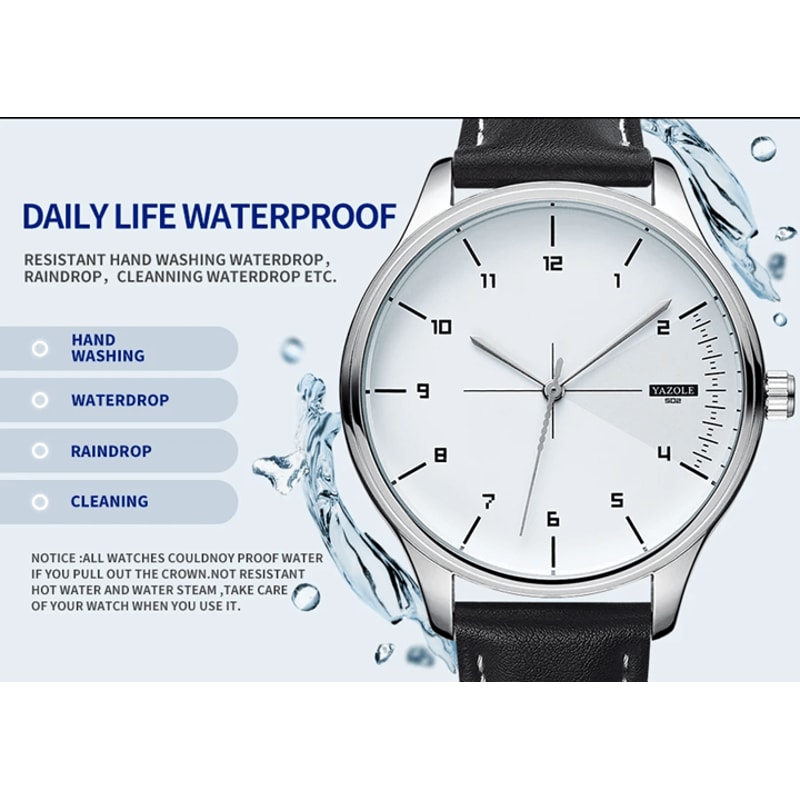 YAZOLE Mens Leather Quartz Watch Casual Sport Style 2
