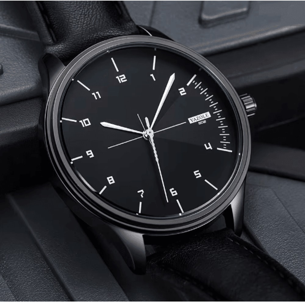 YAZOLE Mens Leather Quartz Watch Casual Sport Style 4