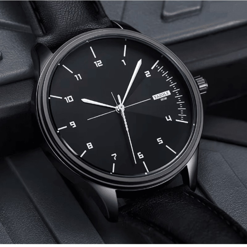 YAZOLE Mens Leather Quartz Watch Casual Sport Style 4