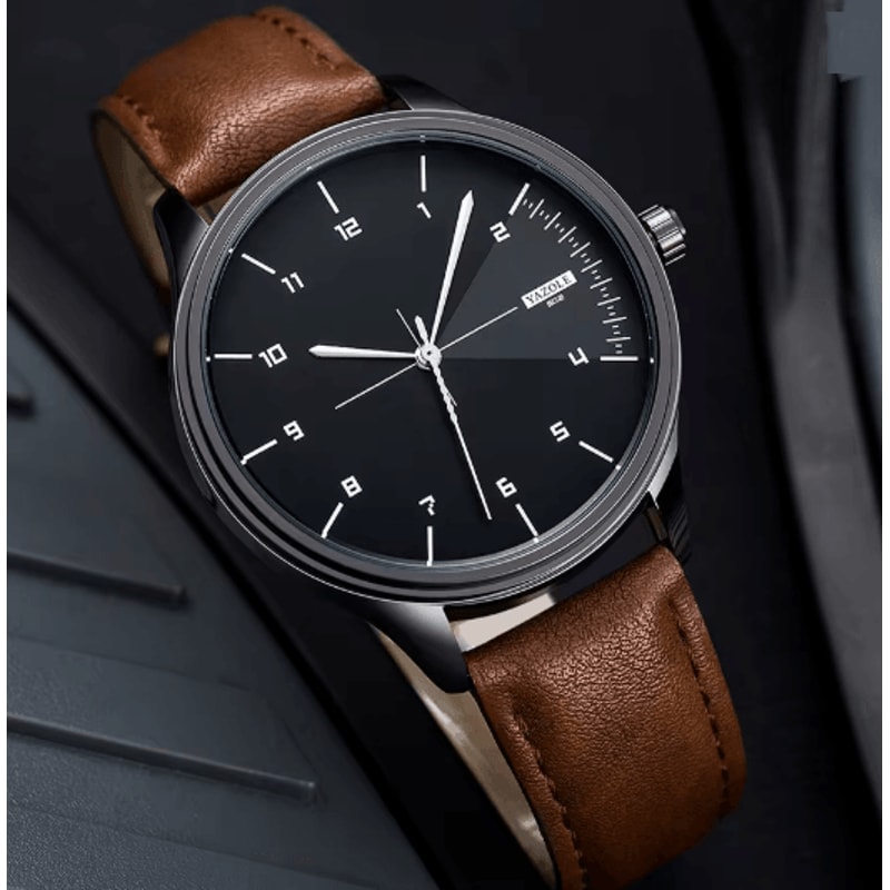 YAZOLE Mens Leather Quartz Watch Casual Sport Style 5