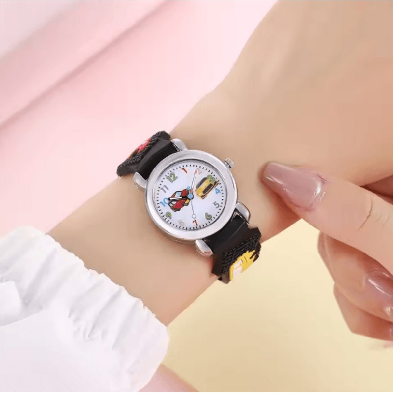 Kids Cartoon Car Quartz Watch Colorful Learning Style 0
