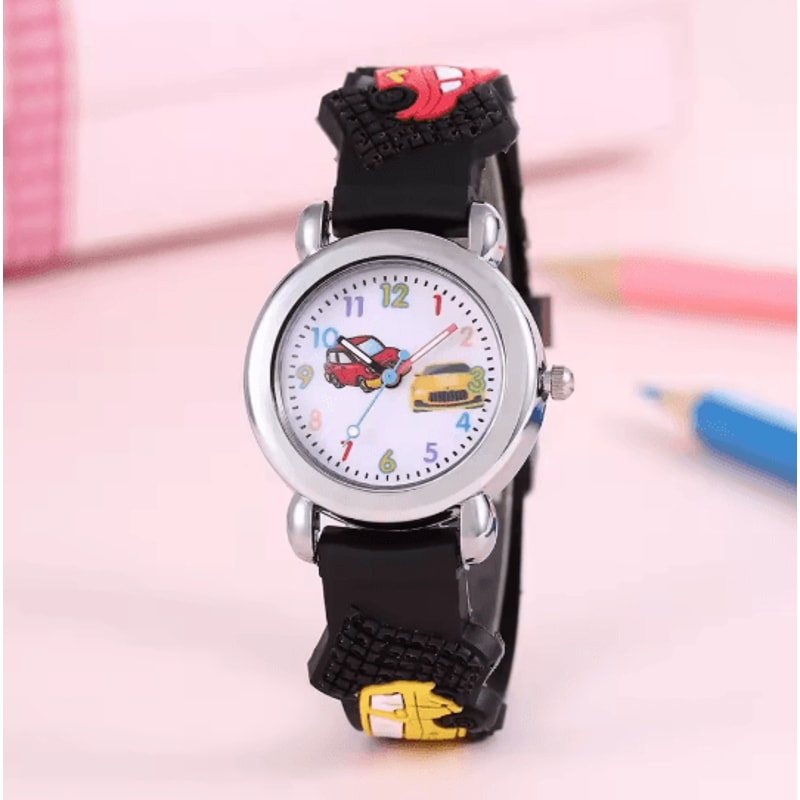 Kids Cartoon Car Quartz Watch Colorful Learning Style 4