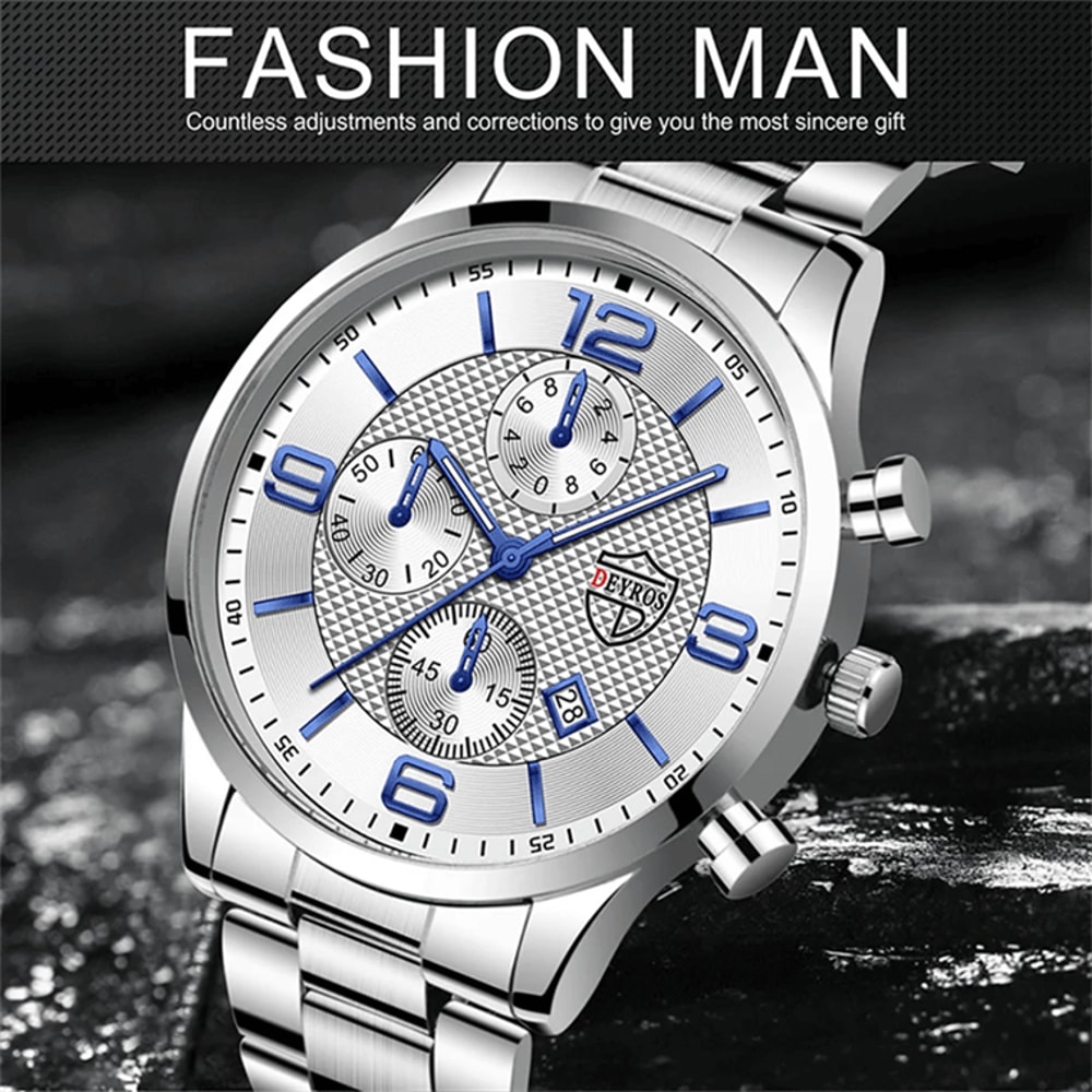 Luxury Mens Business Quartz Watch Luminous Calendar Style 0