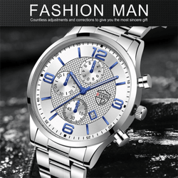 luxury mens business quartz watch luminous calendar style